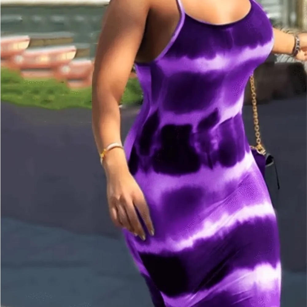Temu womens purple tie dye knee high dress xxl